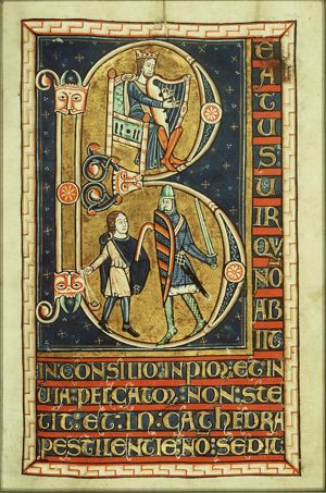 David playing the harp