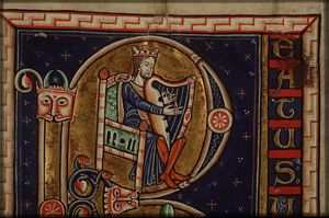 David playing the harp