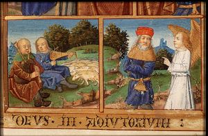 Annunciation of the birth of Mary to Joachim by an angel