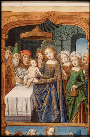 The circumcision of the Christ-child in the temple by a priest