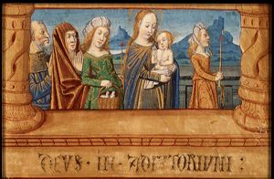 Mary brings the Christ-child to the temple for the presentation