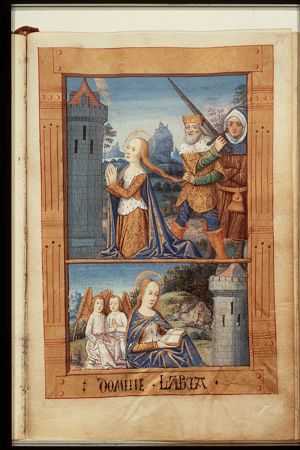 The martyrdom of St. Barbara: she is beheaded by her father Dioscuros