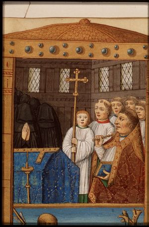 A funeral service in a church