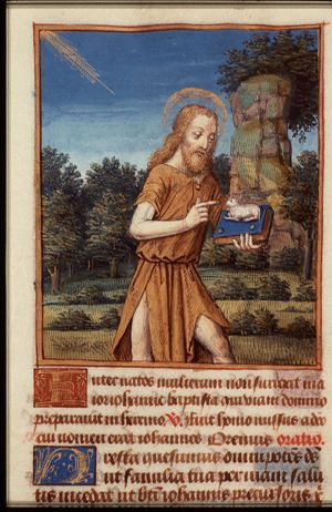 St. John the Baptist holding a book and the Lamb of God (Agnus Dei)