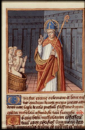 St. Nicholas, Bishop of Myra, and the three children in the tub