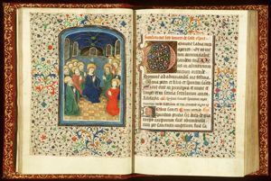 Pentecost: the Holy Spirit descends upon Mary and the apostles
