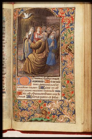 Pentecost: the Holy Spirit descends upon Mary and the apostles