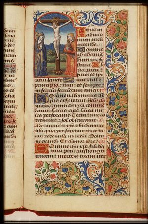 The Crucifixion, with Mary, St. John and a female saint