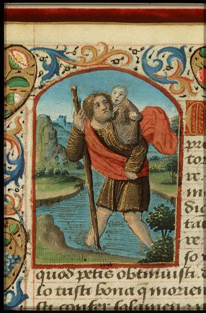 St. Christopher carries the Christ-child