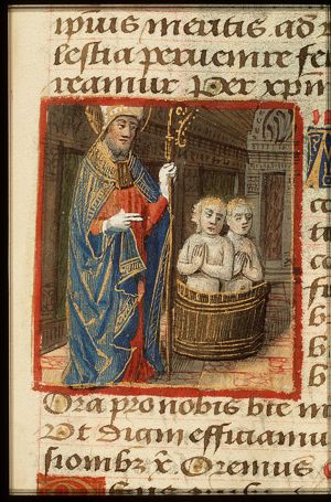 St. Nicholas, Bishop of Myra, with the three children in the tub