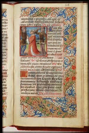 The martyrdom of St. Stephen: he is stoned to death