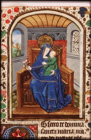 Madonna: Mary enthroned, holding the Christ-child
