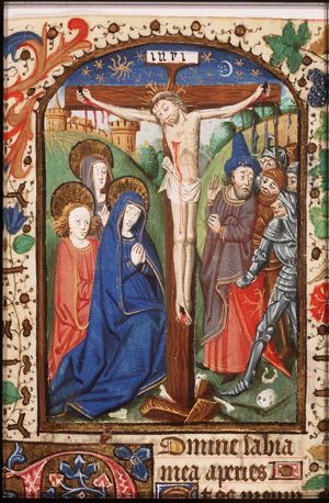 The Crucifixion, with Mary, St. John, St. Mary Magdalene, the confessing centurion, and soldiers