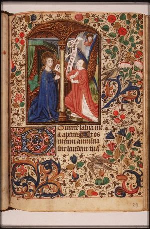 The Annunciation: Gabriel announces Christ's birth to Mary