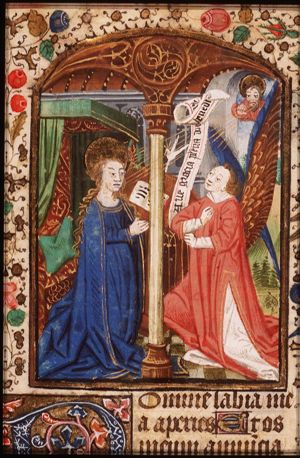 The Annunciation: Gabriel announces Christ's birth to Mary