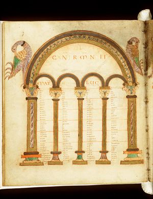 Canontable: table correlating the four Gospels devised by Eusebius of Caesarea
