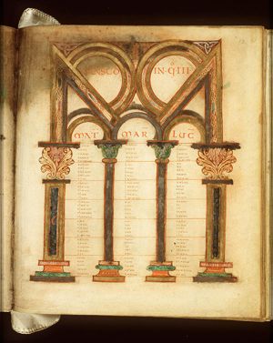Canontable: table correlating the four Gospels devised by Eusebius of Caesarea
