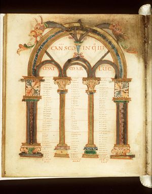 Canontable: table correlating the four Gospels devised by Eusebius of Caesarea