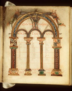 Canontable: table correlating the four Gospels devised by Eusebius of Caesarea