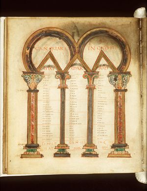 Canontable: table correlating the four Gospels devised by Eusebius of Caesarea