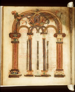 Canontable: table correlating the four Gospels devised by Eusebius of Caesarea