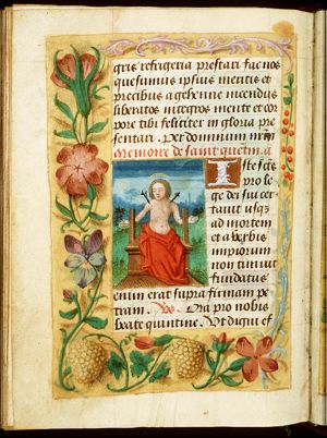 The martyrdom of St. Quintin of Vermand: he is tortured with nails in his shoulders and under his fingernails