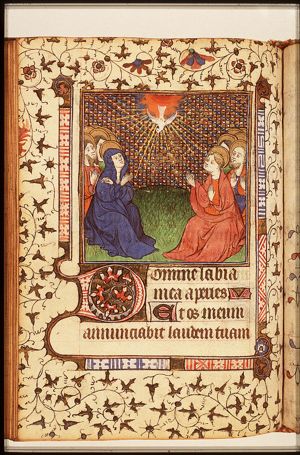 Pentecost: the Holy Spirit descends upon Mary and the apostles