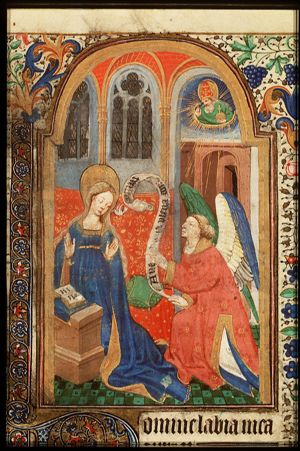 The Annunciation: Gabriel announces Christ's birth to Mary