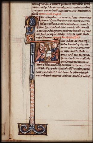 Annunciation of the birth of St. John the Baptist to Zacharias: while he is offering incense in the temple an angel (Gabriel) appears to him