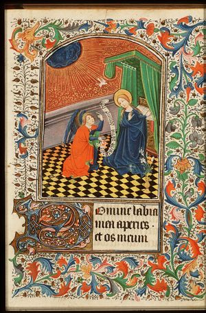 The Annunciation: Gabriel announces Christ's birth to Mary