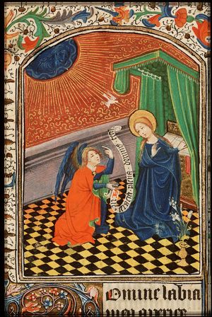 The Annunciation: Gabriel announces Christ's birth to Mary
