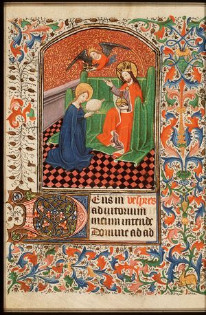 The coronation of Mary by an angel before God enthroned in heaven