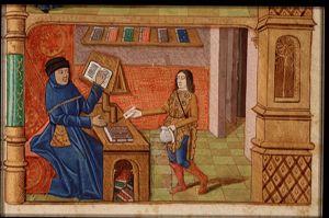 Aristotle receives a letter from Philip II of Macedonia