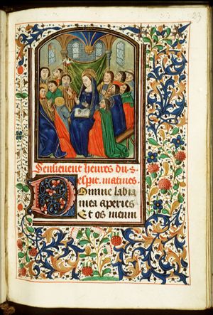 Pentecost: the Holy Spirit descends upon Mary and the apostles