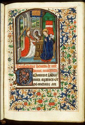 The Annunciation: Gabriel announces Christ's birth to Mary