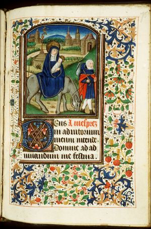 The Flight into Egypt: Mary, St. Joseph and the Christ-child on their way, the idols fall