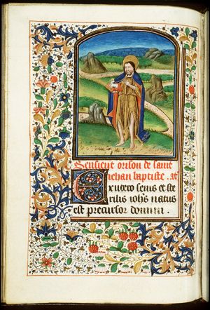 St. John the Baptist holding a book and the Lamb of God (Agnus Dei)