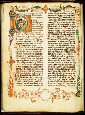 The Nativity: the Christ-child in the manger, Mary and St. Joseph sit