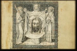 St. Paul holding a sword, St. Veronica holding up the veil with the image of Christ and St. Peter holding a key