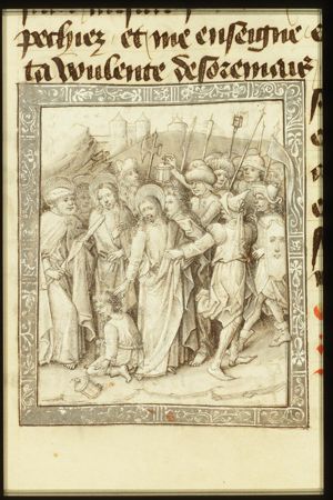 The arrest of Christ: the kiss of Judas; the ear of Malchus cut off by St. Peter