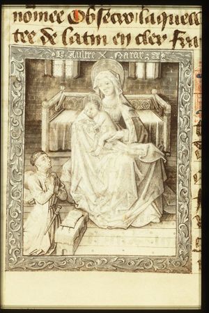 Philip the Good, Duke of Burgundy, kneeling before Mary holding the Christ-child