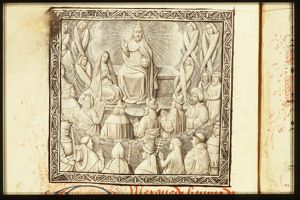 God enthroned in heaven with Mary and saints (All Saints)