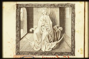 Madonna: Mary sitting on the crescent, holding the Christ-child