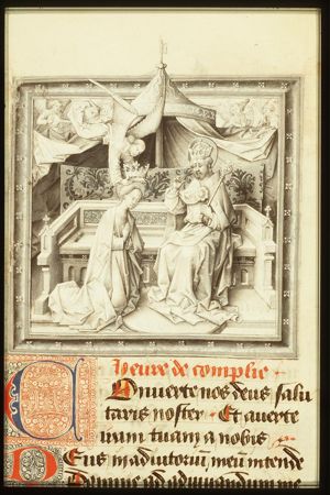 The coronation of Mary by an angel before God enthroned in heaven