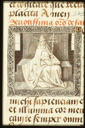 St. Gregory the Great enthroned, holding a book and a cross-staff