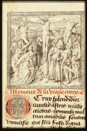 The Crucifixion, with Mary, St. John, St. Mary Magdalene, the two malefactors, Longinus piercing Christ's side with a lance, the confessing centurion and soldiers