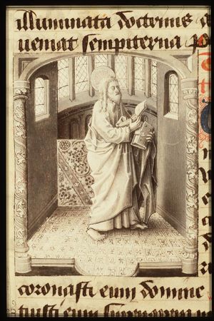 St. Bartholomew holding a knife and a book
