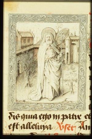 St. Philip holding a book and a cross-staff