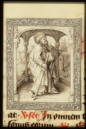 St. Simon Zelotes holding a saw and a book