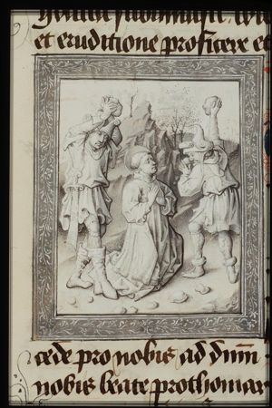The martyrdom of St. Stephen: he is stoned to death